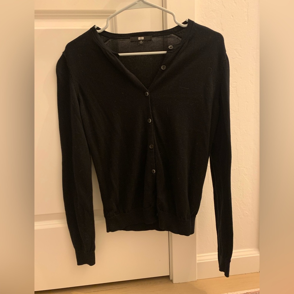 Uniqlo Black Cardigan 100% Cotton